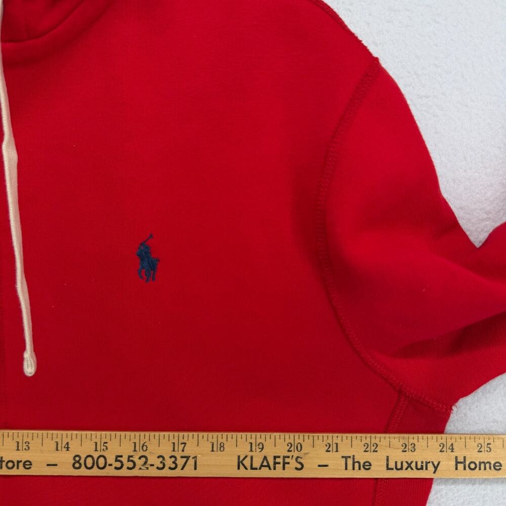 POLO RALPH LAUREN Hoodie L Fleece Lined Full Zip Sweatshirt Waffle Hood Red - Picture 11 of 15